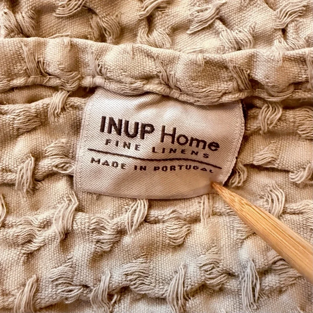 INUP Home Throw Blanket Cream Waffle Weave Ruffle Shabby Edge Coverlet‎ 64x52